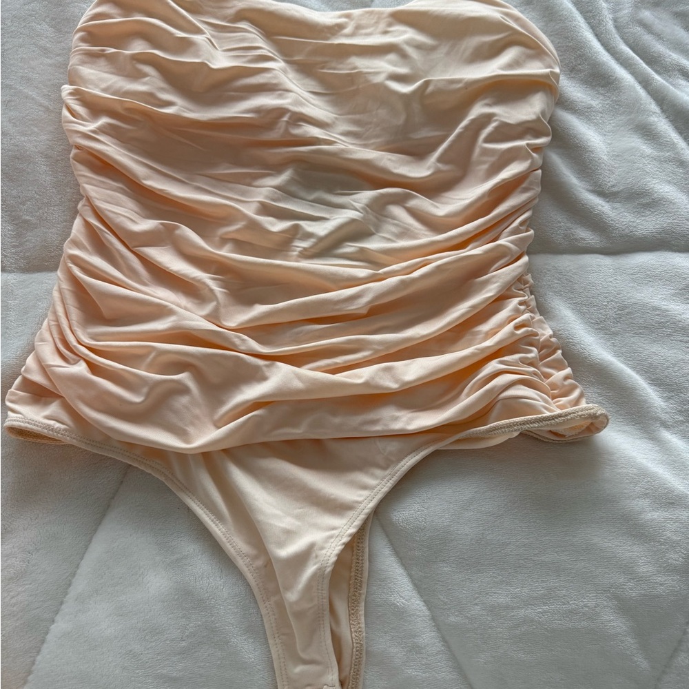 Fashion Nova Ruched Peach Bodysuit